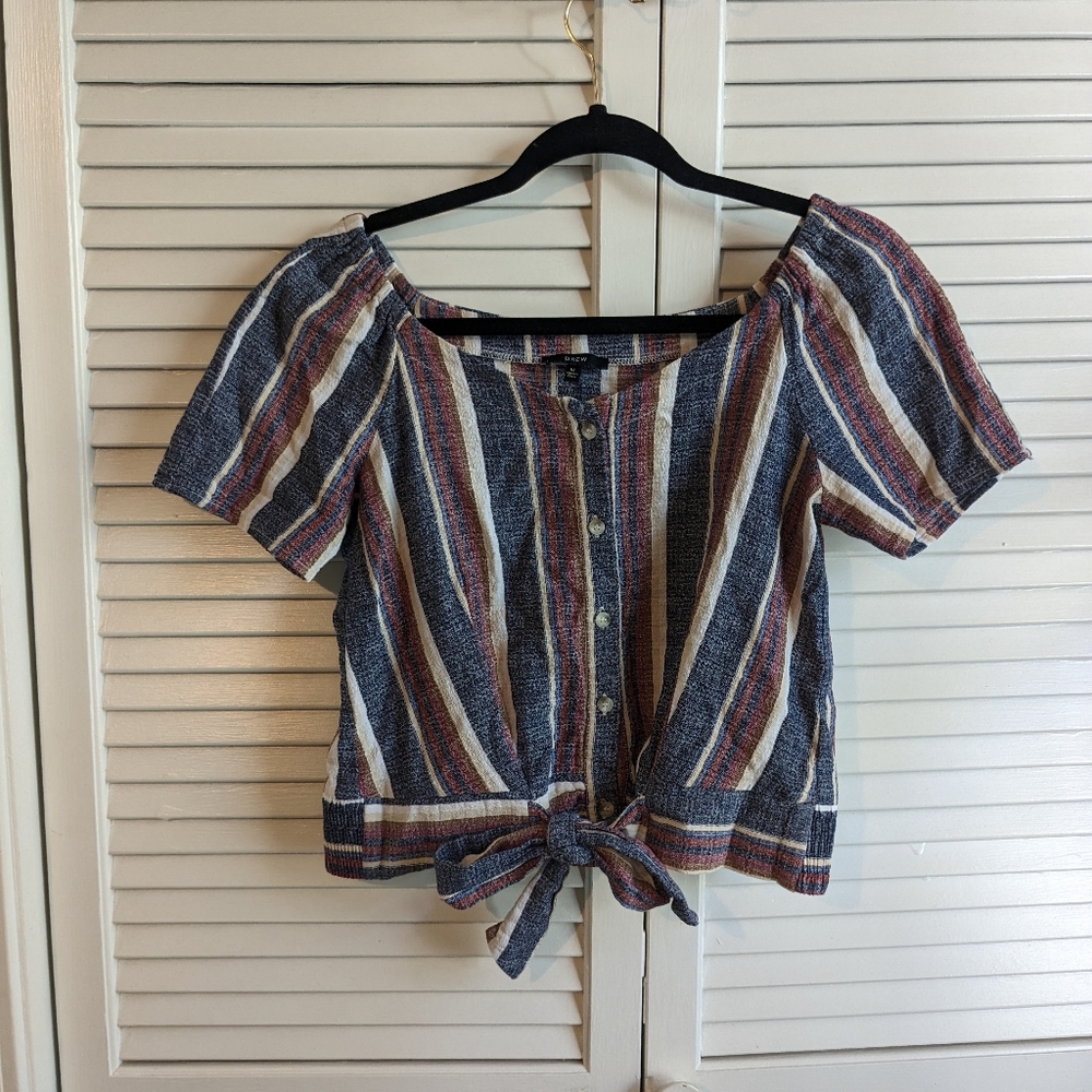 Drew stripe tie-front top